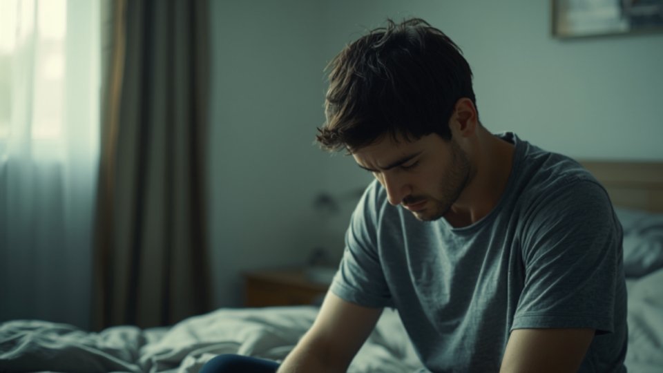 Rainbow Fentanyl hero image of a man looking down at his bed.