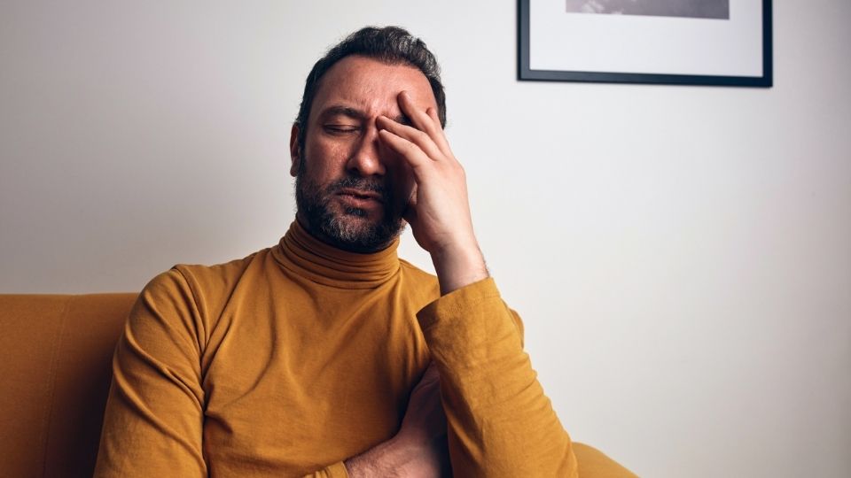 Is Valium Addictive a man holds his face while on valium for anxiety.
